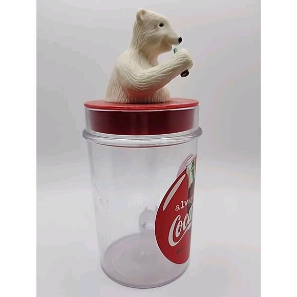 Vintage 1997 Coca Cola Singing Polar Bear Plastic Mug Cup Flip Top Coke UNTESTED - Picture 6 of 7